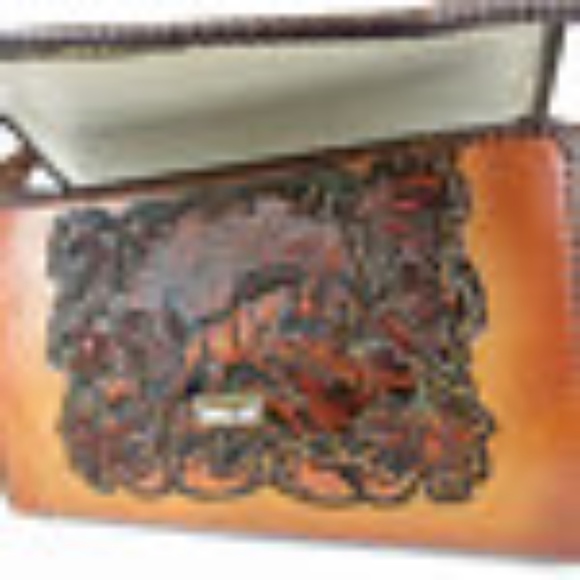 Vintage 50s 60s Hand Tooled Leather Western Purse - Picture 4 of 8